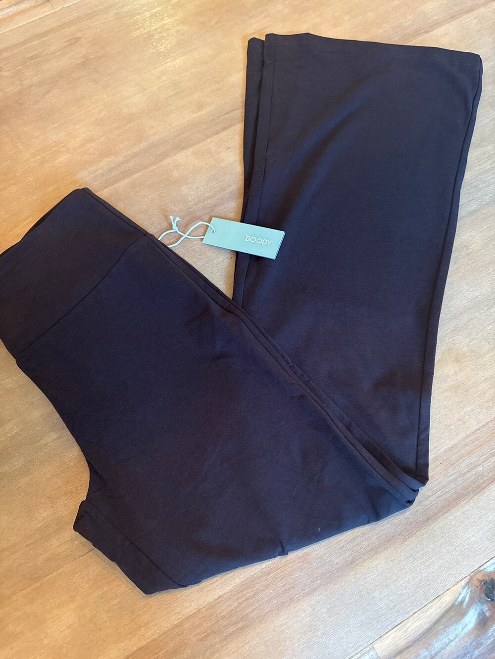Boody Forme High Waist Pants Organic Bamboo Flare Regular Large Carob Brown NWT